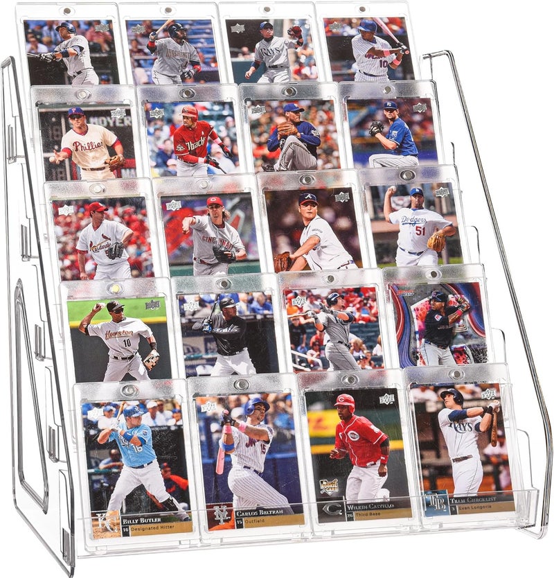 CELSOL 2 Pack Elevated 5 Tier Clear Acrylic Card Display Stand for Trading Cards, Sports Cards, Greeting Cards, Stickers – Slanted Holder for PSA Slabs, Vendors, Collectors & Retail (5 Tier 2 Pack) - Image 1